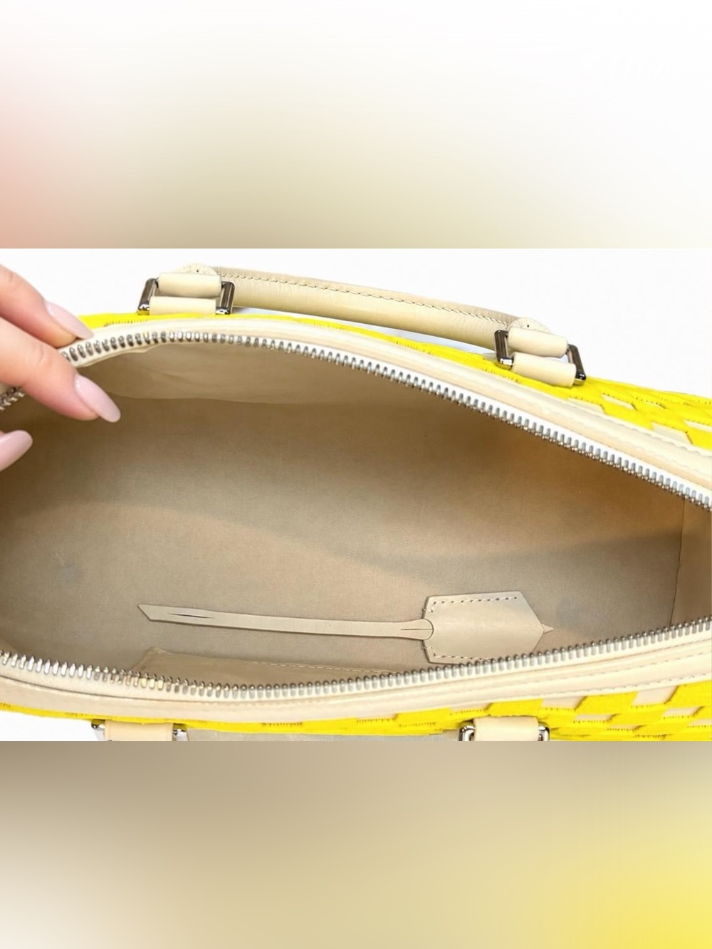 Louis Vuitton 2013 LTD Damier Plush Cube Speedy EastWest, yellow/silver, EUC🦄 - Picture 13 of 17